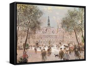 Place De L'Hotel-De-Ville, Paris-Jean Francois Raffaelli-Framed Stretched Canvas