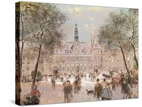 Place De L'Hotel-De-Ville, Paris-Jean Francois Raffaelli-Stretched Canvas