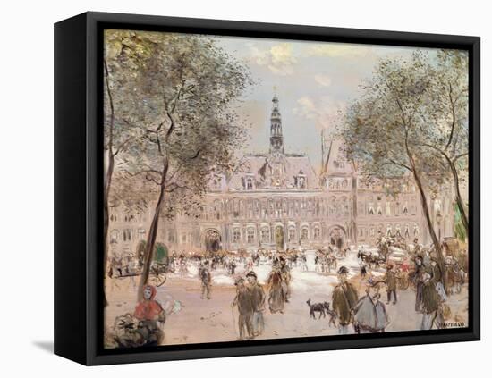 Place De L'Hotel-De-Ville, Paris-Jean Francois Raffaelli-Framed Stretched Canvas