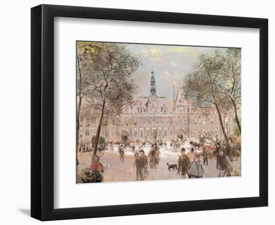 Place De L'Hotel-De-Ville, Paris-Jean Francois Raffaelli-Framed Premium Giclee Print