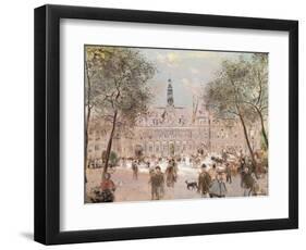 Place De L'Hotel-De-Ville, Paris-Jean Francois Raffaelli-Framed Premium Giclee Print