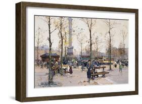 Place De La Bastille, Paris-Eugene Galien-Laloue-Framed Giclee Print