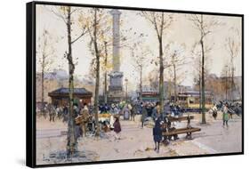 Place De La Bastille, Paris-Eugene Galien-Laloue-Framed Stretched Canvas