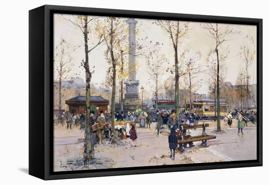 Place De La Bastille, Paris-Eugene Galien-Laloue-Framed Stretched Canvas