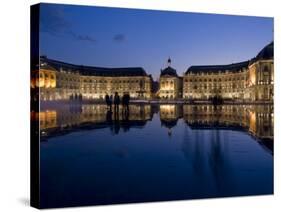 Place De La Bourse at Night, Bordeaux, Aquitaine, France, Europe-Charles Bowman-Stretched Canvas