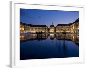 Place De La Bourse at Night, Bordeaux, Aquitaine, France, Europe-Charles Bowman-Framed Photographic Print