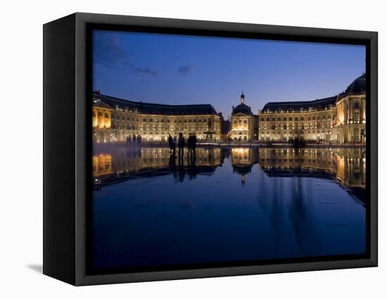 Place De La Bourse at Night, Bordeaux, Aquitaine, France, Europe-Charles Bowman-Framed Stretched Canvas