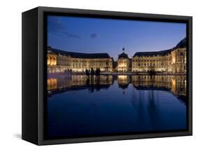 Place De La Bourse at Night, Bordeaux, Aquitaine, France, Europe-Charles Bowman-Framed Stretched Canvas