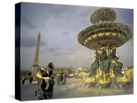 Place de la Concorde and Obelisque, Paris, France-David Barnes-Stretched Canvas