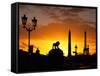 Place de la Concorde, Eiffel Tower, Obelisk, Paris, France-David Barnes-Framed Stretched Canvas