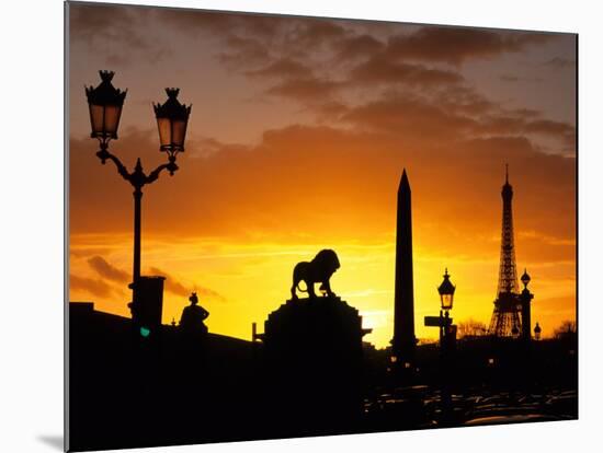 Place de la Concorde, Eiffel Tower, Obelisk, Paris, France-David Barnes-Mounted Photographic Print