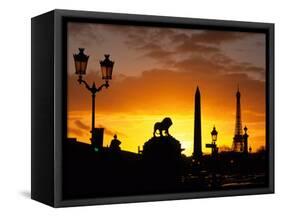 Place de la Concorde, Eiffel Tower, Obelisk, Paris, France-David Barnes-Framed Stretched Canvas