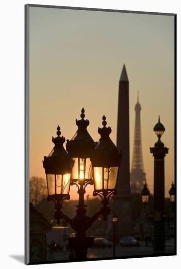 Place de la Concorde, Obelisk, Eiffel Tower, Paris, France-David Barnes-Mounted Photographic Print
