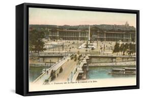 Place de la Concorde, Seine, Paris-null-Framed Stretched Canvas
