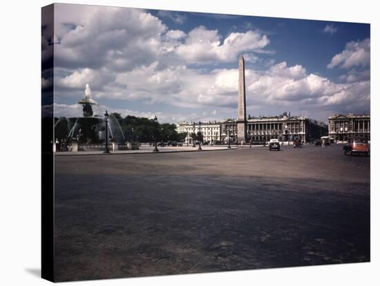 Place de La Concorde with the Ancient Obelisk, Showing Hotel Crillon and the Ministry of the Navy-William Vandivert-Stretched Canvas
