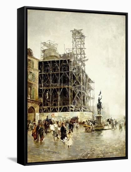 Place De Pyramides-Giuseppe Nittis-Framed Stretched Canvas