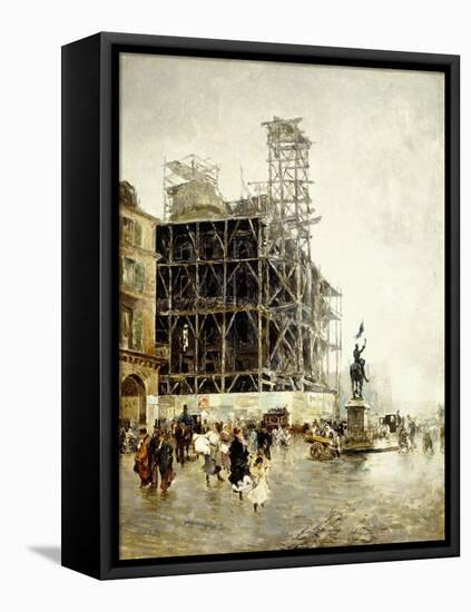 Place De Pyramides-Giuseppe Nittis-Framed Stretched Canvas