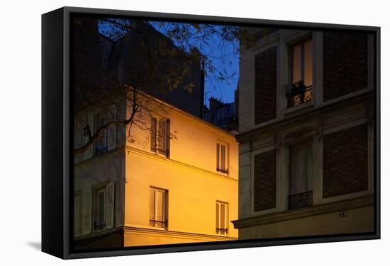 Place Denfert Rochereau in Paris at night (14th arrondissement). December 2012-Gilles Targat-Framed Stretched Canvas