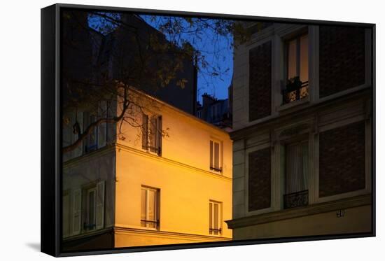 Place Denfert Rochereau in Paris at night (14th arrondissement). December 2012-Gilles Targat-Framed Stretched Canvas