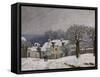 Place du Chenil à Marly, effet de neige-Alfred Sisley-Framed Stretched Canvas