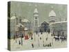 Place Du Tertre in Winter-Louis Vivin-Stretched Canvas