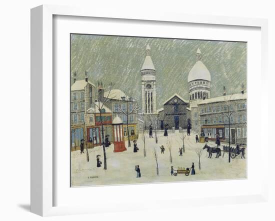 Place Du Tertre in Winter-Louis Vivin-Framed Giclee Print