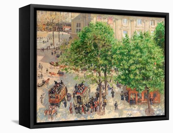 Place Du Theatre-Francais, Spring by Camille Pissarro-null-Framed Stretched Canvas