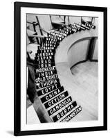 Place Markers Sitting on Table in Preparation for Bandung Conference-null-Framed Photographic Print