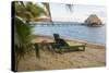 Placencia, Belize. Lounge Chairs on Groomed Sandy Beach-Trish Drury-Stretched Canvas