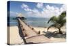 Placencia, Belize. Roberts Grove Resort, Pier Leads from Beach to Bar-Trish Drury-Stretched Canvas