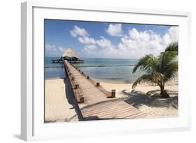 Placencia, Belize. Roberts Grove Resort, Pier Leads from Beach to Bar-Trish Drury-Framed Photographic Print