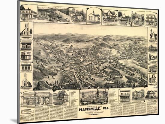 Placerville, California - Panoramic Map-Lantern Press-Mounted Art Print