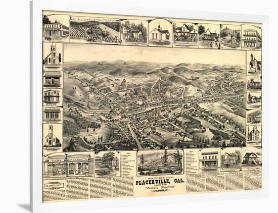 Placerville, California - Panoramic Map-Lantern Press-Framed Art Print