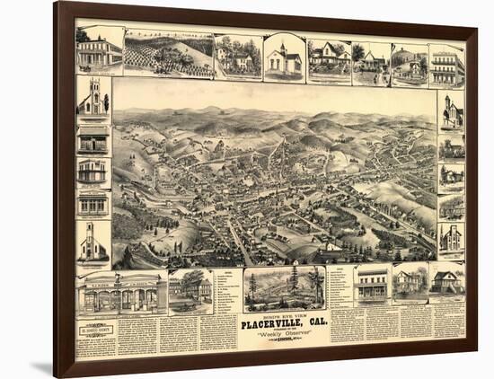 Placerville, California - Panoramic Map-Lantern Press-Framed Art Print