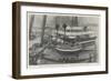 Placing a 67-Ton Gun (13.5) in the Fore Turret of HMS Trafalgar, Port Guard-Ship at Portsmouth-null-Framed Giclee Print