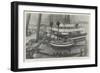 Placing a 67-Ton Gun (13.5) in the Fore Turret of HMS Trafalgar, Port Guard-Ship at Portsmouth-null-Framed Giclee Print