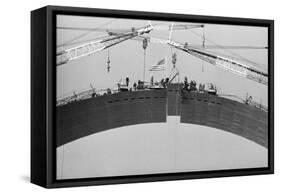 Placing Keystone into Gateway Arch in St. Louis-null-Framed Stretched Canvas