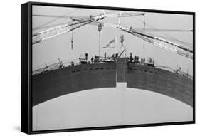 Placing Keystone into Gateway Arch in St. Louis-null-Framed Stretched Canvas