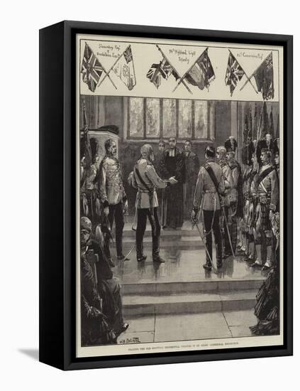 Placing the Old Scottish Regimental Colours in St Giles' Cathedral, Edinburgh-William Heysham Overend-Framed Stretched Canvas