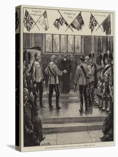 Placing the Old Scottish Regimental Colours in St Giles' Cathedral, Edinburgh-William Heysham Overend-Stretched Canvas