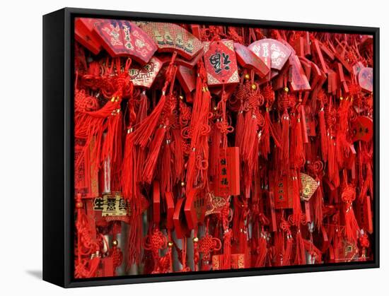 Placques Adorn the Fence of the Four Gates Buddhist Temple, Shandong Province, Jinan, China-Bruce Behnke-Framed Stretched Canvas