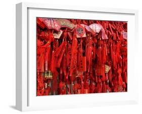 Placques Adorn the Fence of the Four Gates Buddhist Temple, Shandong Province, Jinan, China-Bruce Behnke-Framed Photographic Print