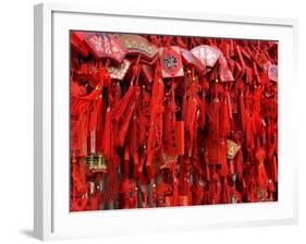 Placques Adorn the Fence of the Four Gates Buddhist Temple, Shandong Province, Jinan, China-Bruce Behnke-Framed Photographic Print