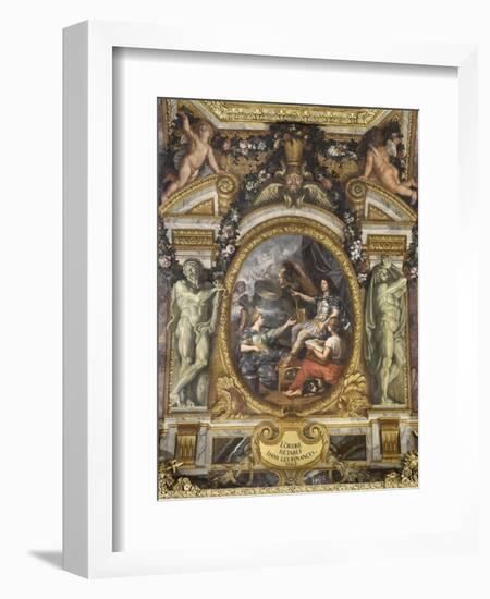 Plafond de la Galerie des Glaces : L'Ordre rétabli dans les finances-Charles Le Brun-Framed Giclee Print