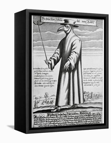 Plague Doctor, 17th Century Artwork-Science Photo Library-Framed Stretched Canvas