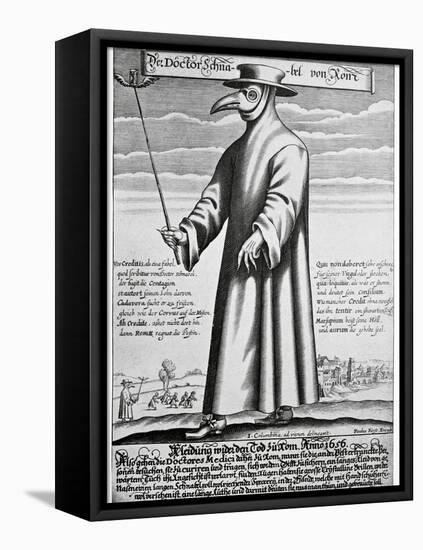 Plague Doctor, 17th Century Artwork-Science Photo Library-Framed Stretched Canvas