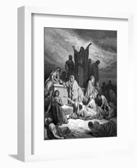 Plague of Jerusalem, engraving by Doré - Bible-Gustave Dore-Framed Giclee Print