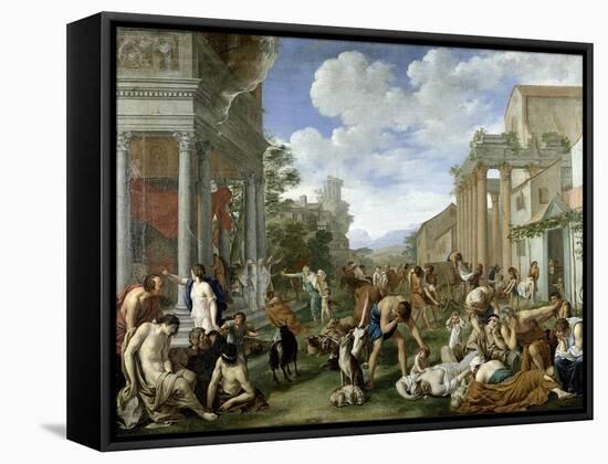 Plague Of The Philistines At Ashdod-Pieter Van Halen-Framed Stretched Canvas