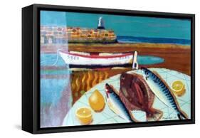 Plaice and Lemon-Sara Hayward-Framed Stretched Canvas