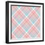 Plaid Check. All over Fabric Print in Pale Red, Pink, White and Blue. Seamless Texture for Home Dec-Anya D-Framed Art Print